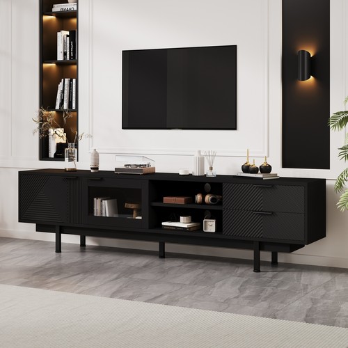 200cm unit black stand - 200cm, tv