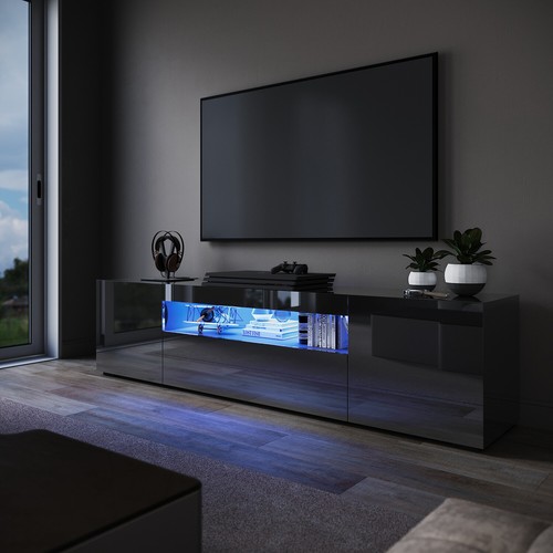 High gloss 200cm - black, tv